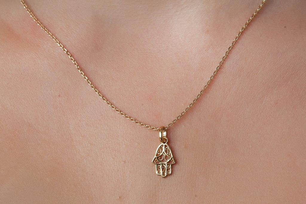 Kette mit Hand der Fatima vergoldet - Hamsa Kette | Shop Nory