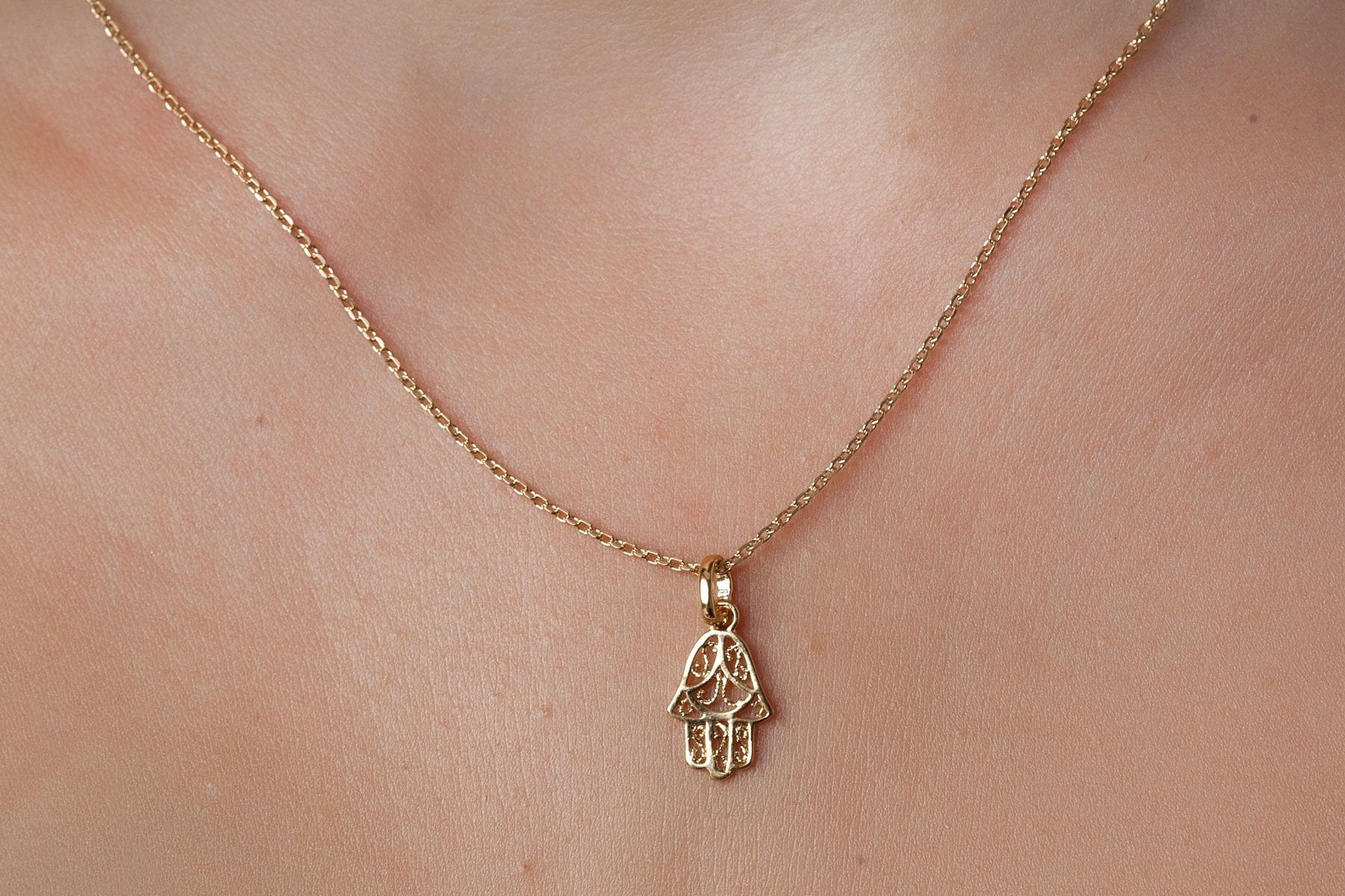 Kette mit Hand der Fatima vergoldet - Hamsa Kette | Shop Nory