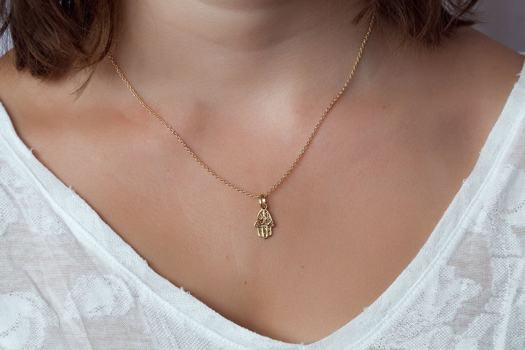 Kette mit Hand der Fatima vergoldet - Hamsa Kette | Shop Nory