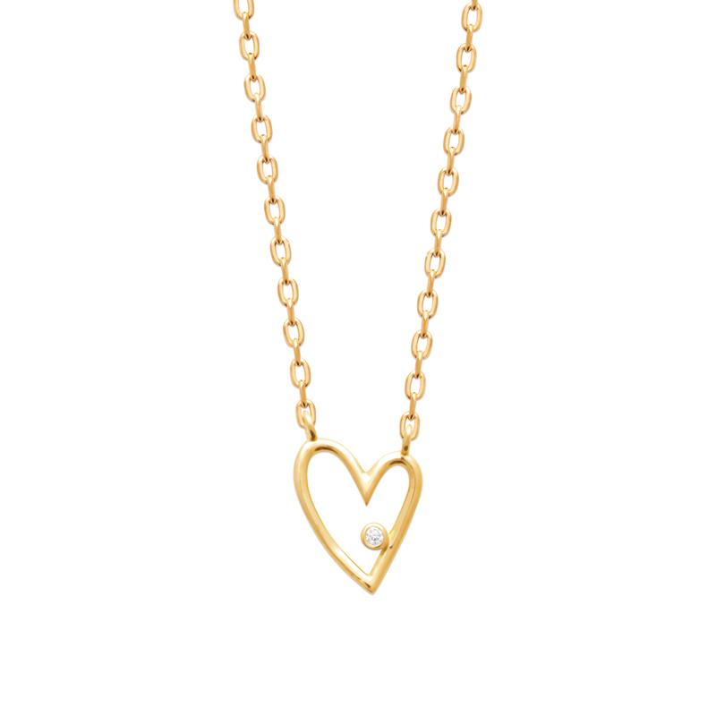Halskette mit Herz-Anhänger und Zirkonia - Herzkette für Damen vergoldet | Shop Nory