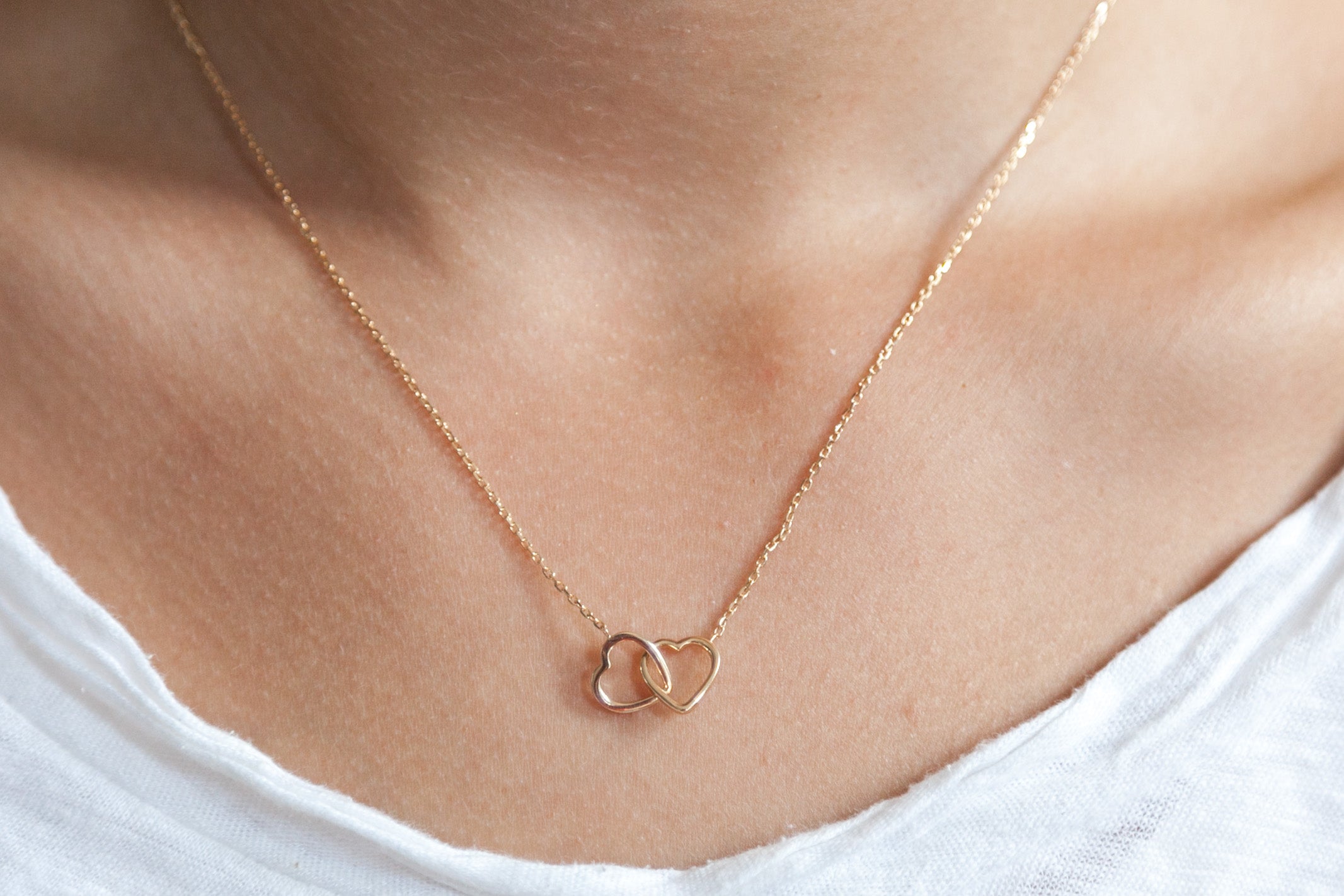 Kette 2 Herzen Vergoldet - Herzenskette für Damen | Shop Nory
