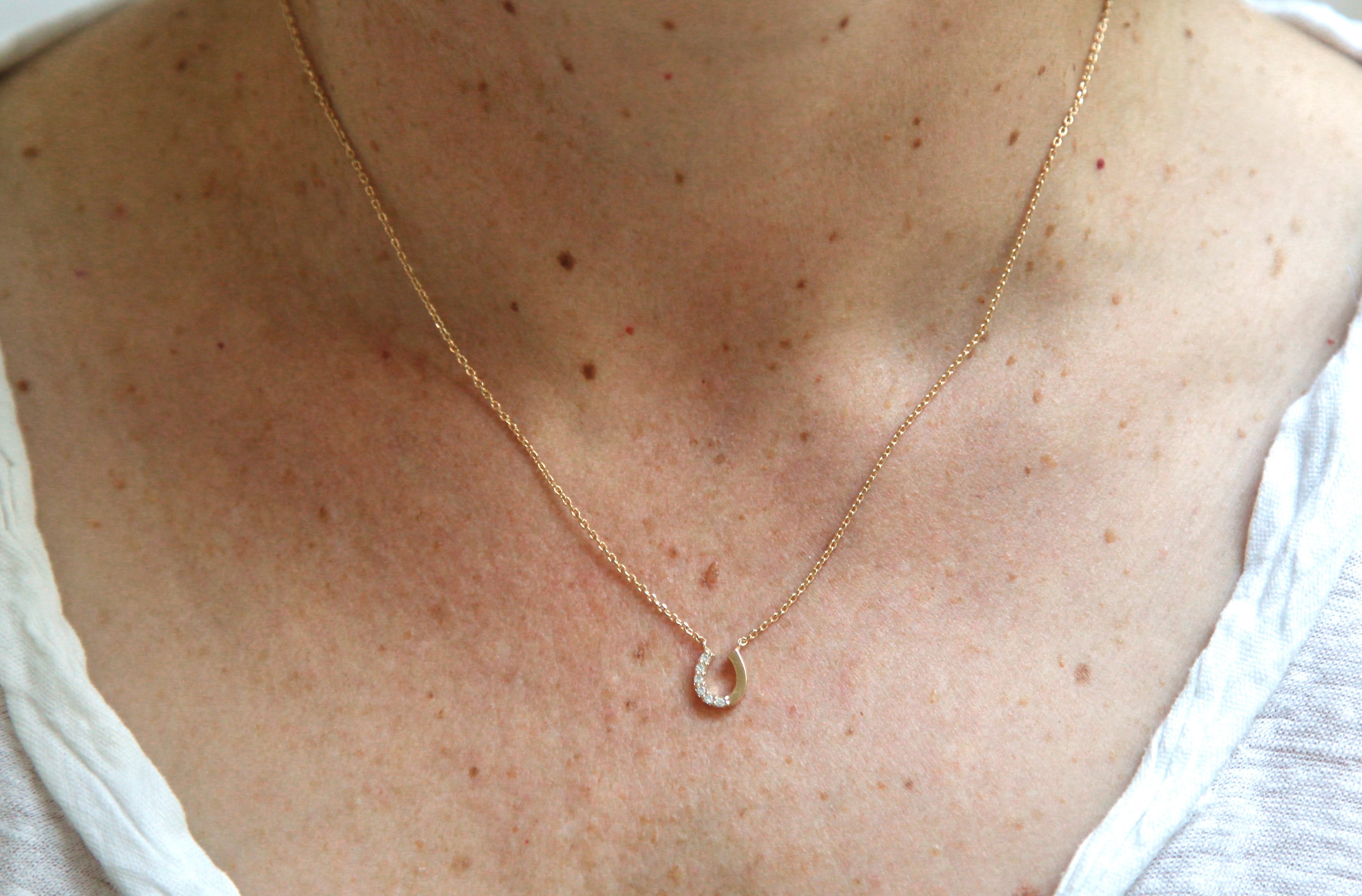 Vergoldete Halskette mit Hufeisen-Anhänger und Zirkonia – Ihr persönlicher Glücksbringer | Shop Nory