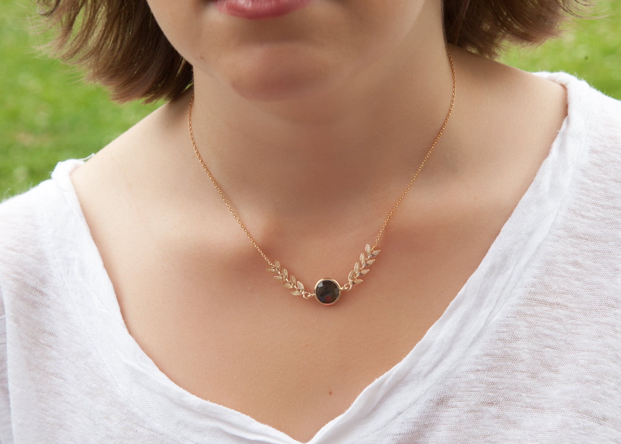 Kette mit Labradorit-Edelstein Anhänger - Vergoldet | Shop Nory