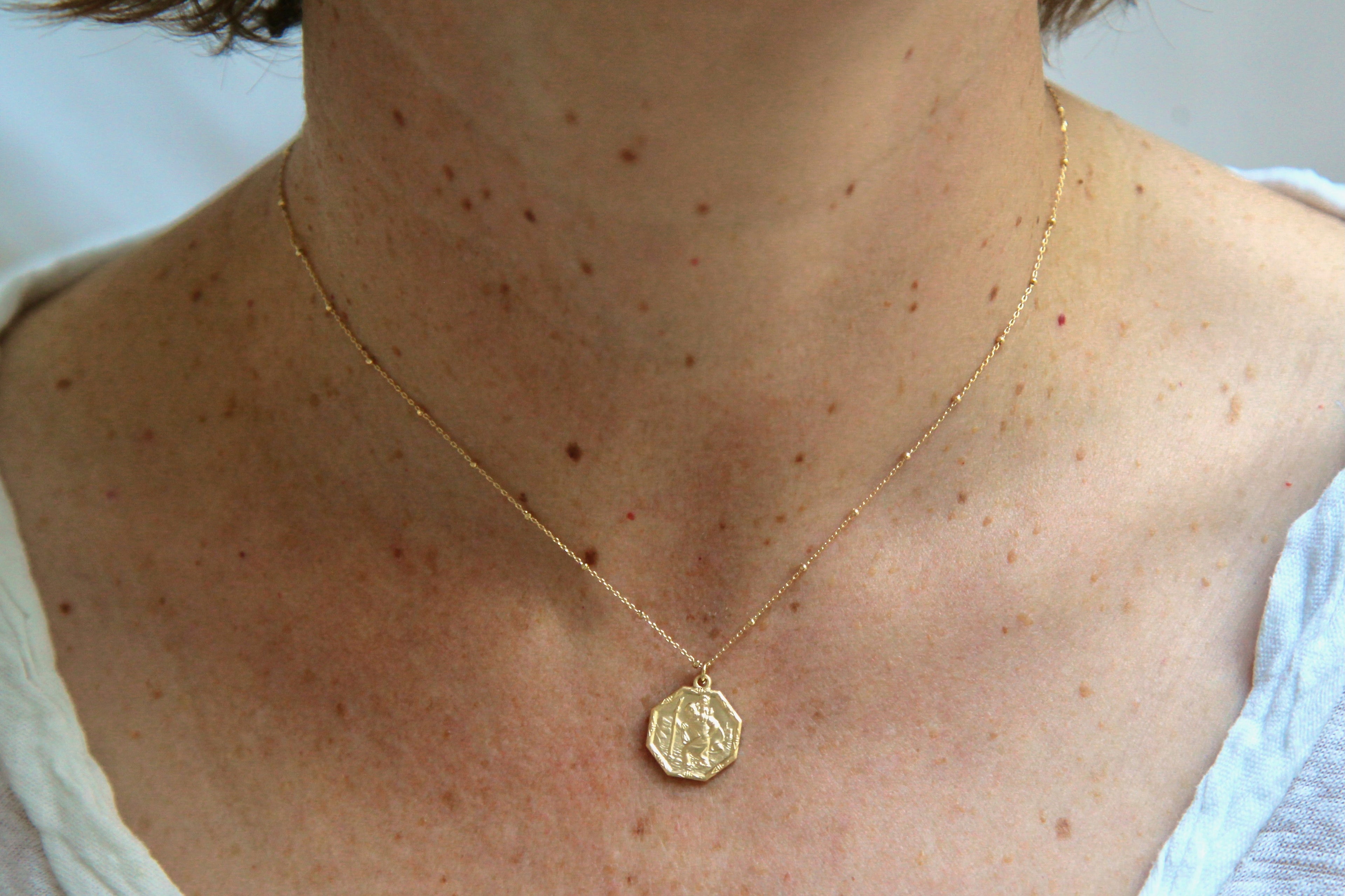 Kette mit Anhänger Christophorus Vergoldet, der heilige Christophorus Kette | Shop Nory