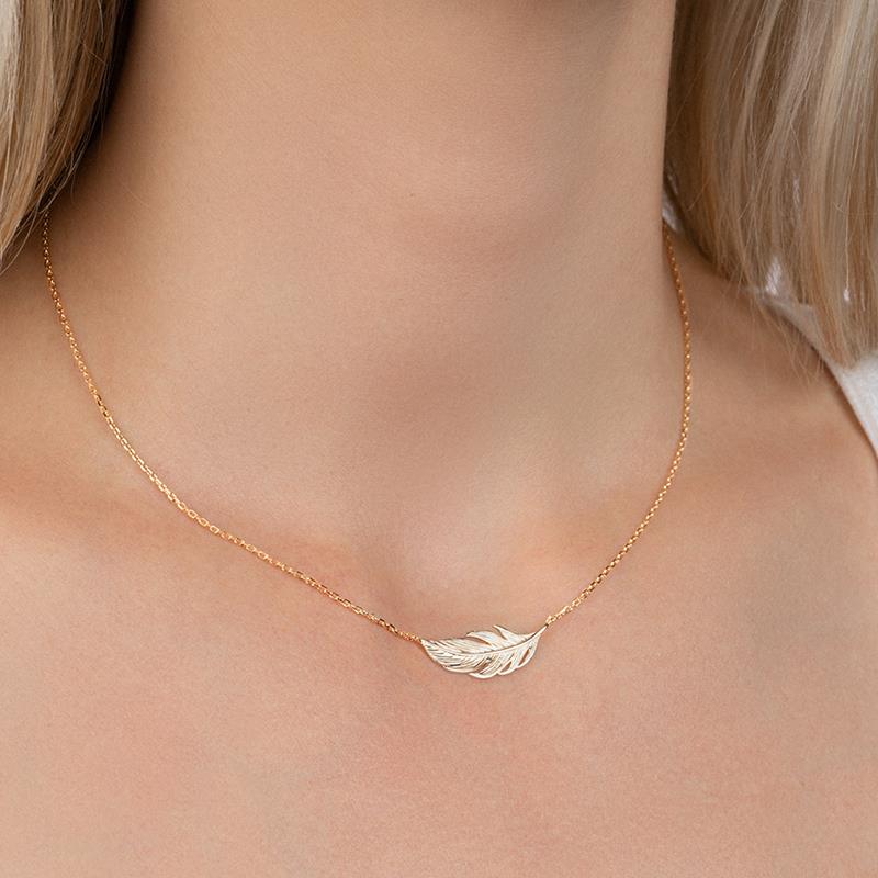 Kette mit Feder | 16Karat vergoldet | Shop Nory