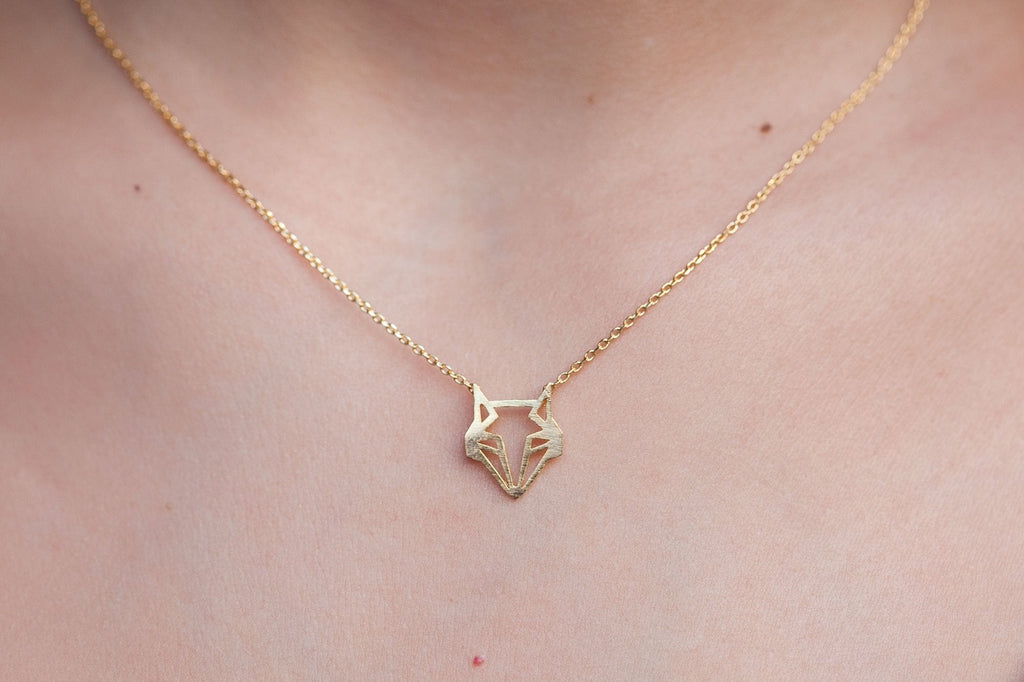 Goldfarbene Origami-Fuchskette – modern, verspielt und stilvoll | Shop Nory