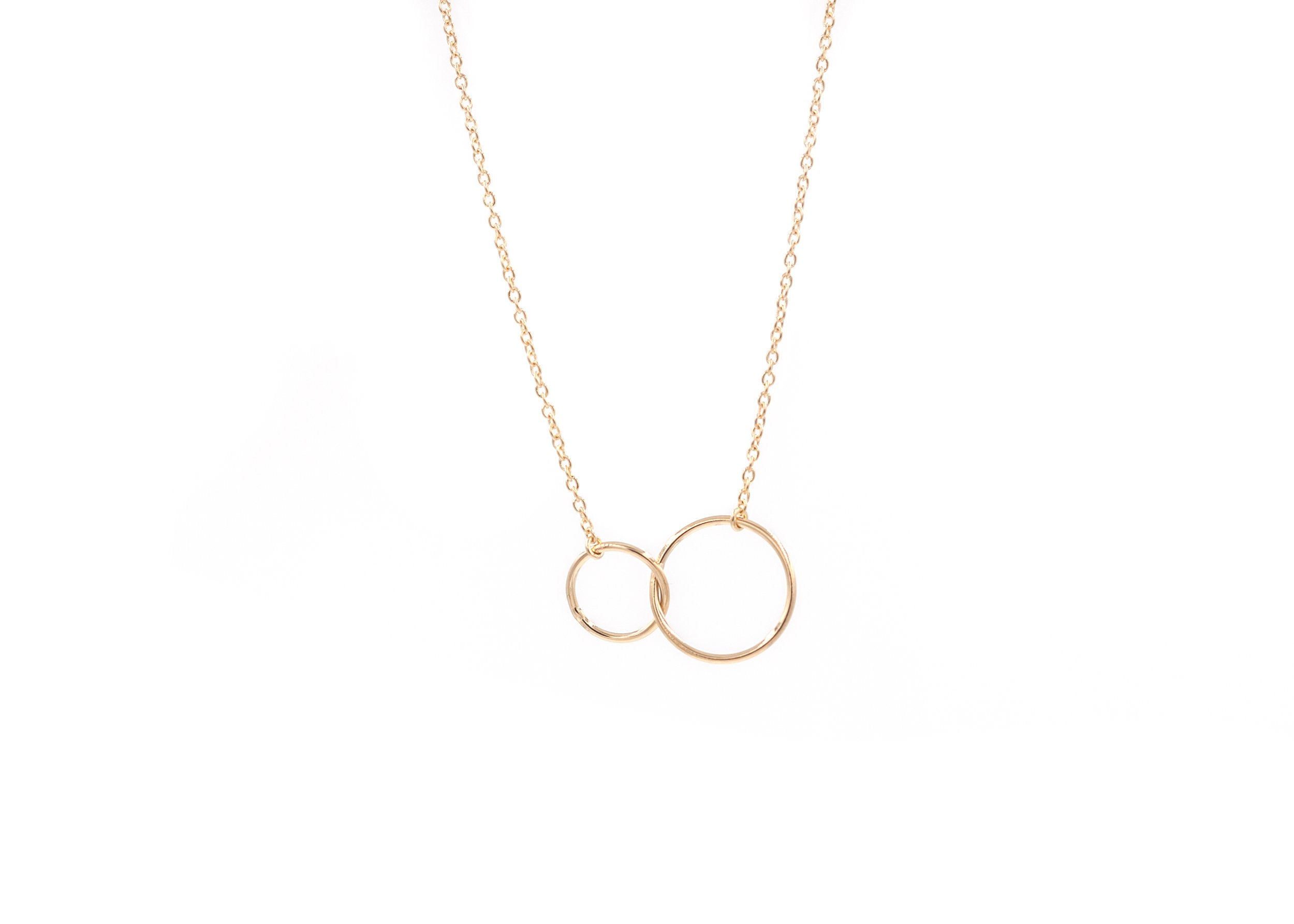 Zwei-Ringlein-Kette Vergoldet, Halskette mit 2 Ringen | Shop Nory