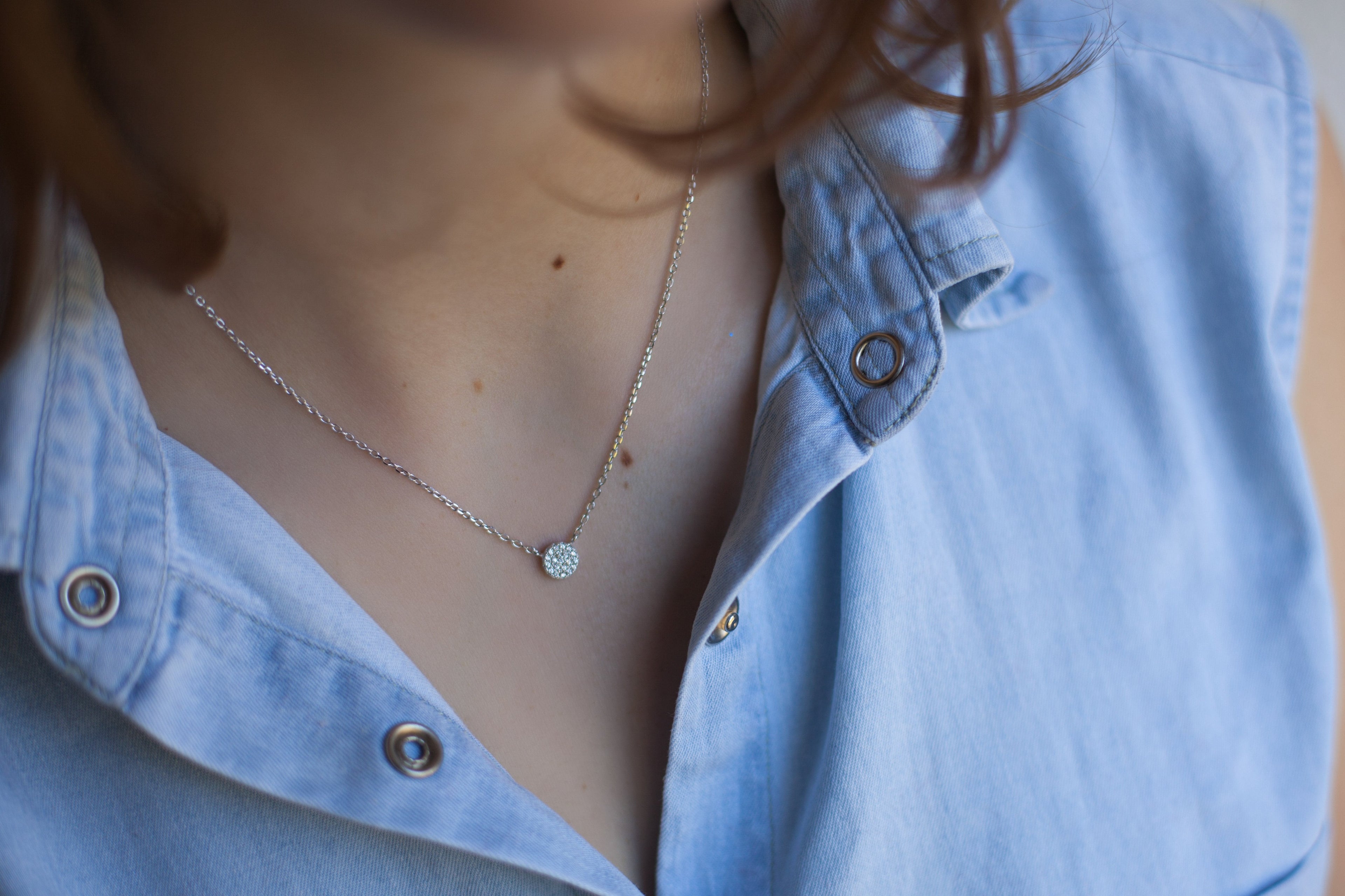 Kreiskette Plättchen mit Zirkonia aus Silber | Shop Nory