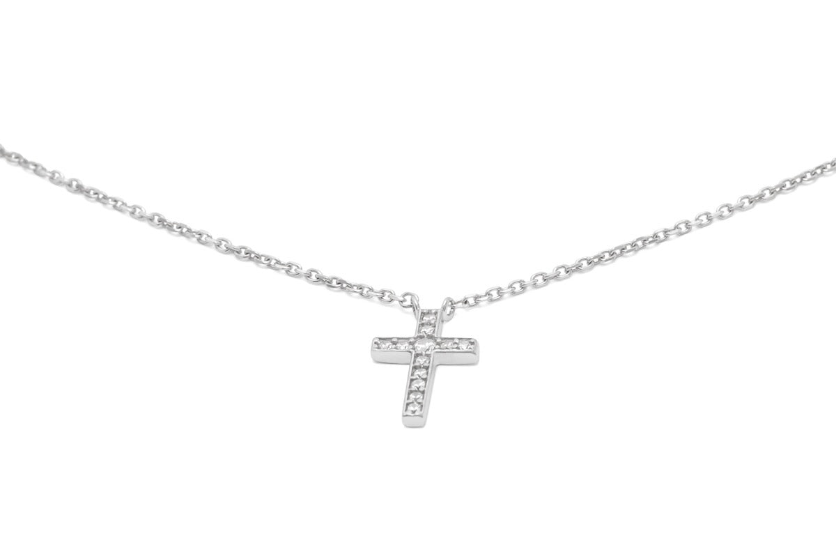 Kette mit Kreuz aus Silber mit Zirkonia - Kreuzkette für Damen | Shop Nory