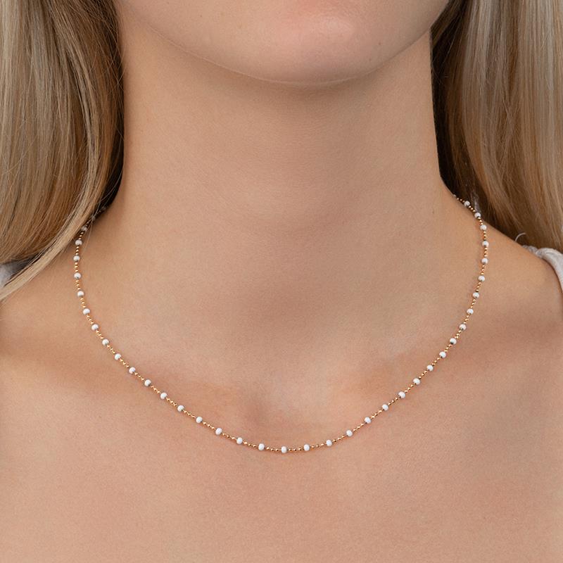 Kette mit weißen Perlen  - 16K vergoldet | Shop Nory