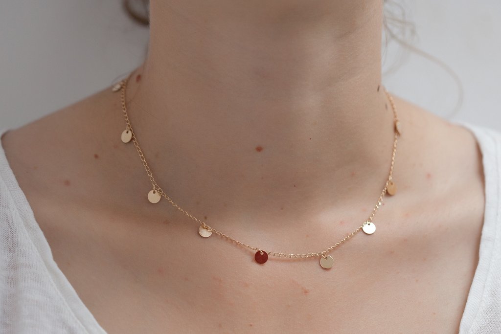 Plättchen Kette für Damen 16K vergoldet | Shop Nory