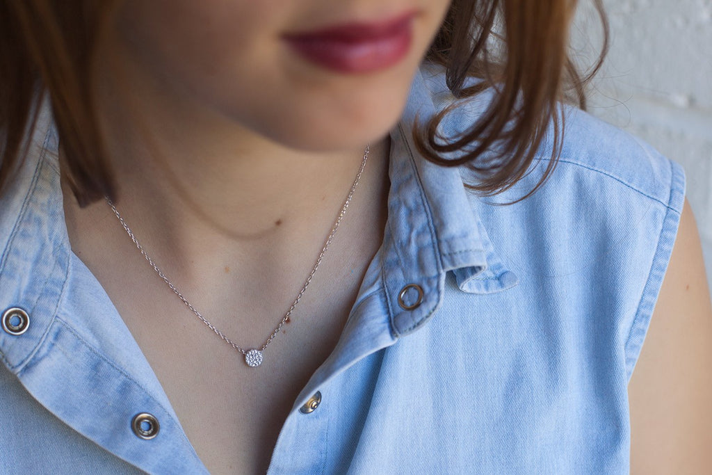 Kreiskette Plättchen mit Zirkonia aus Silber | Shop Nory