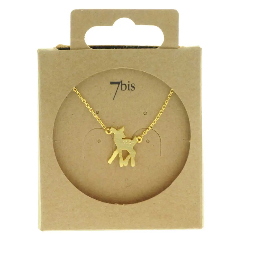 Zarte goldfarbene Halskette mit Rehkitz – Bambi-Kette | Shop Nory