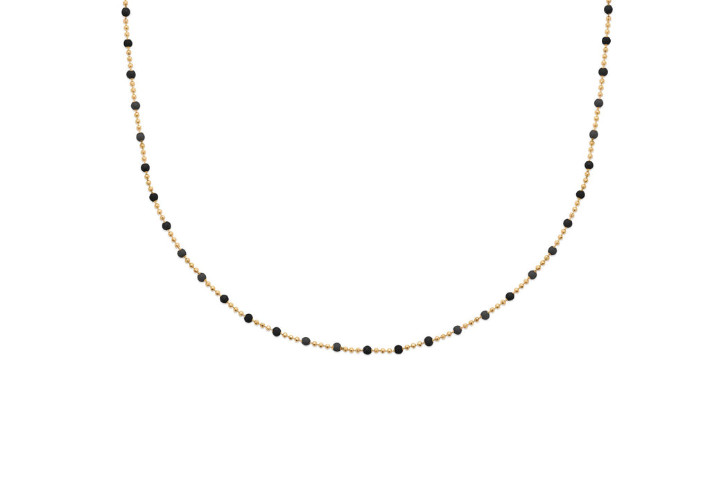 Kette mit schwarzen Perlen  - 16K vergoldet | Shop Nory
