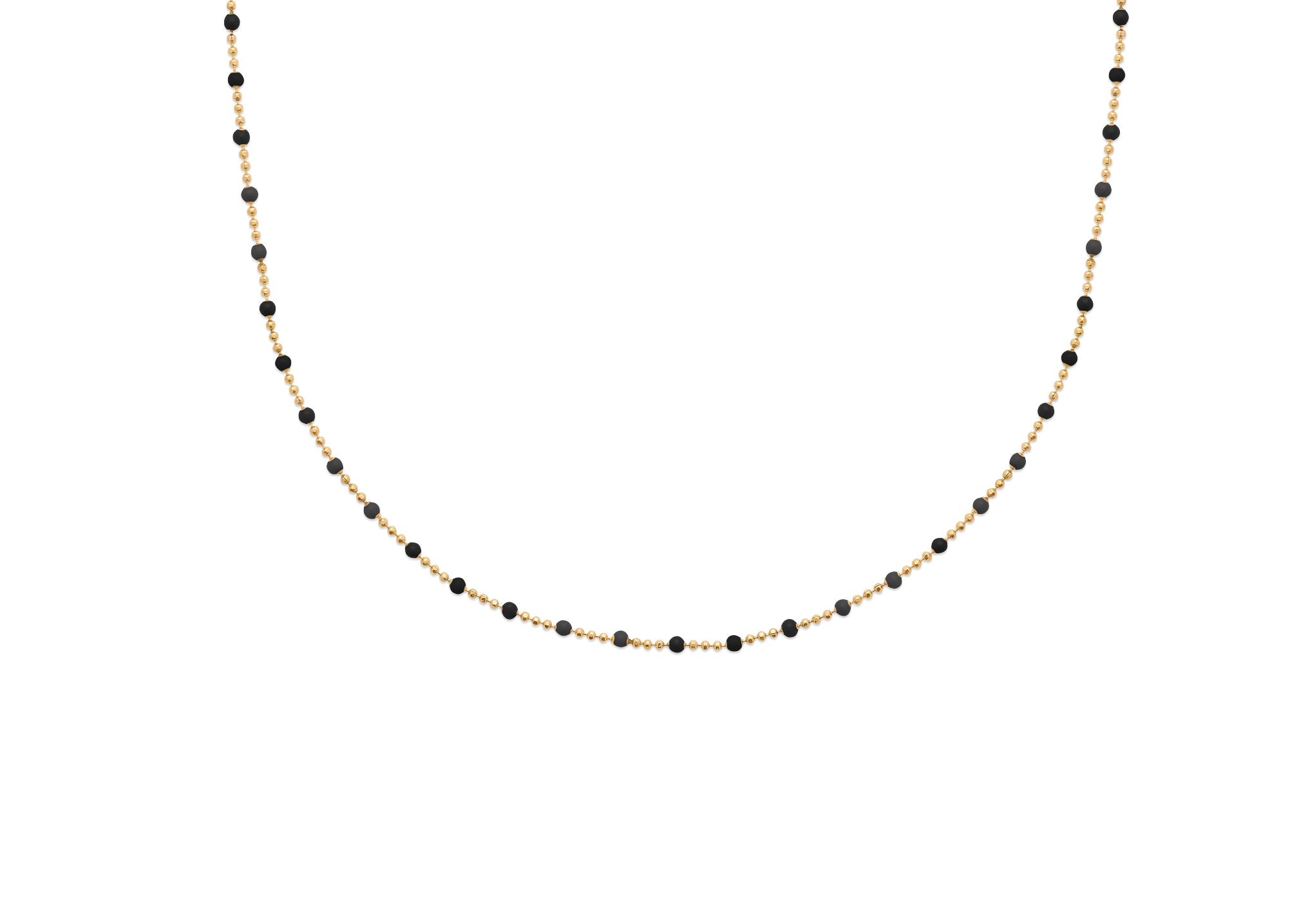 Kette mit schwarzen Perlen  - 16K vergoldet | Shop Nory