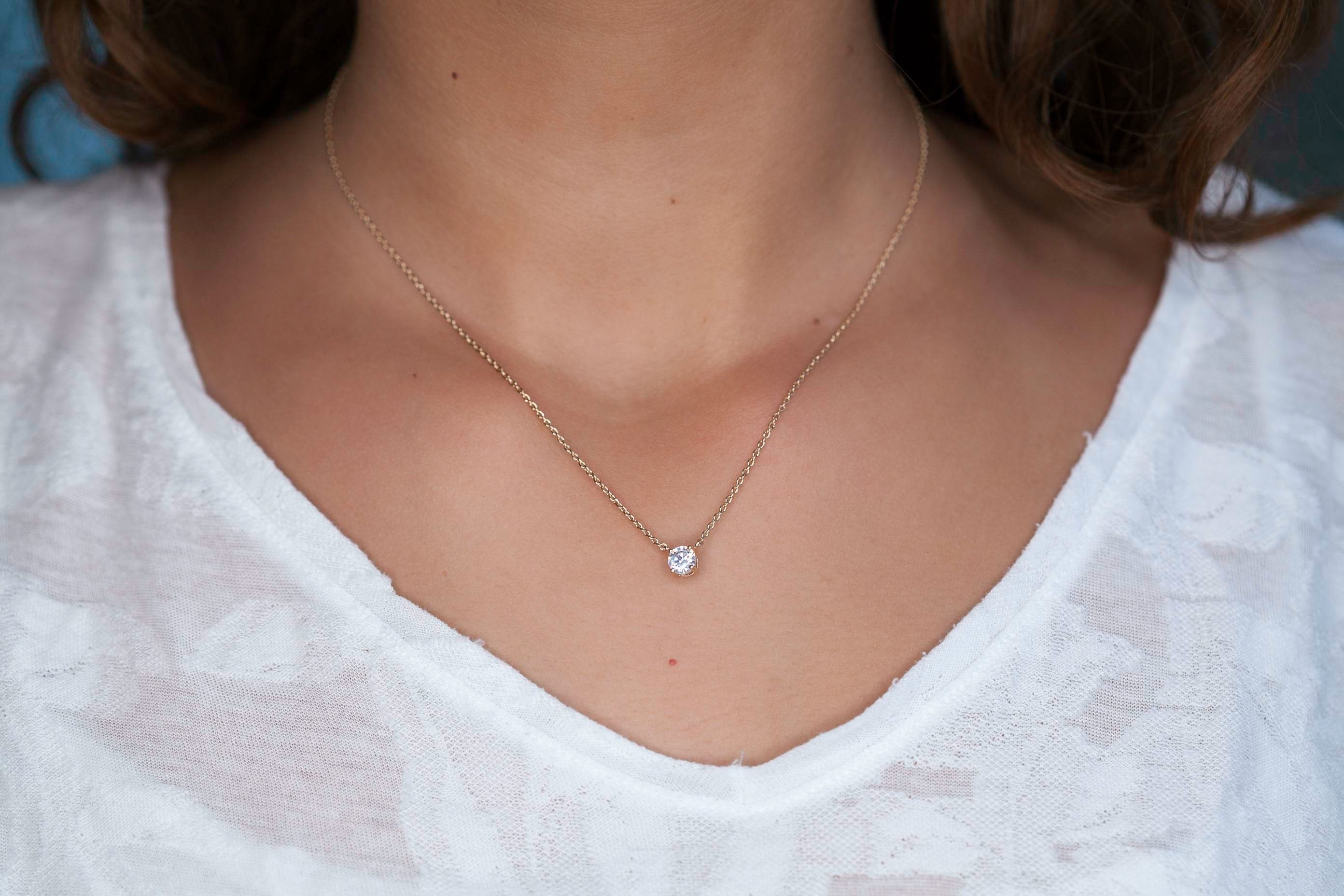 Kette mit Zirkonia Anhänger Vergoldet, Solitär-Kette für Damen | Shop Nory