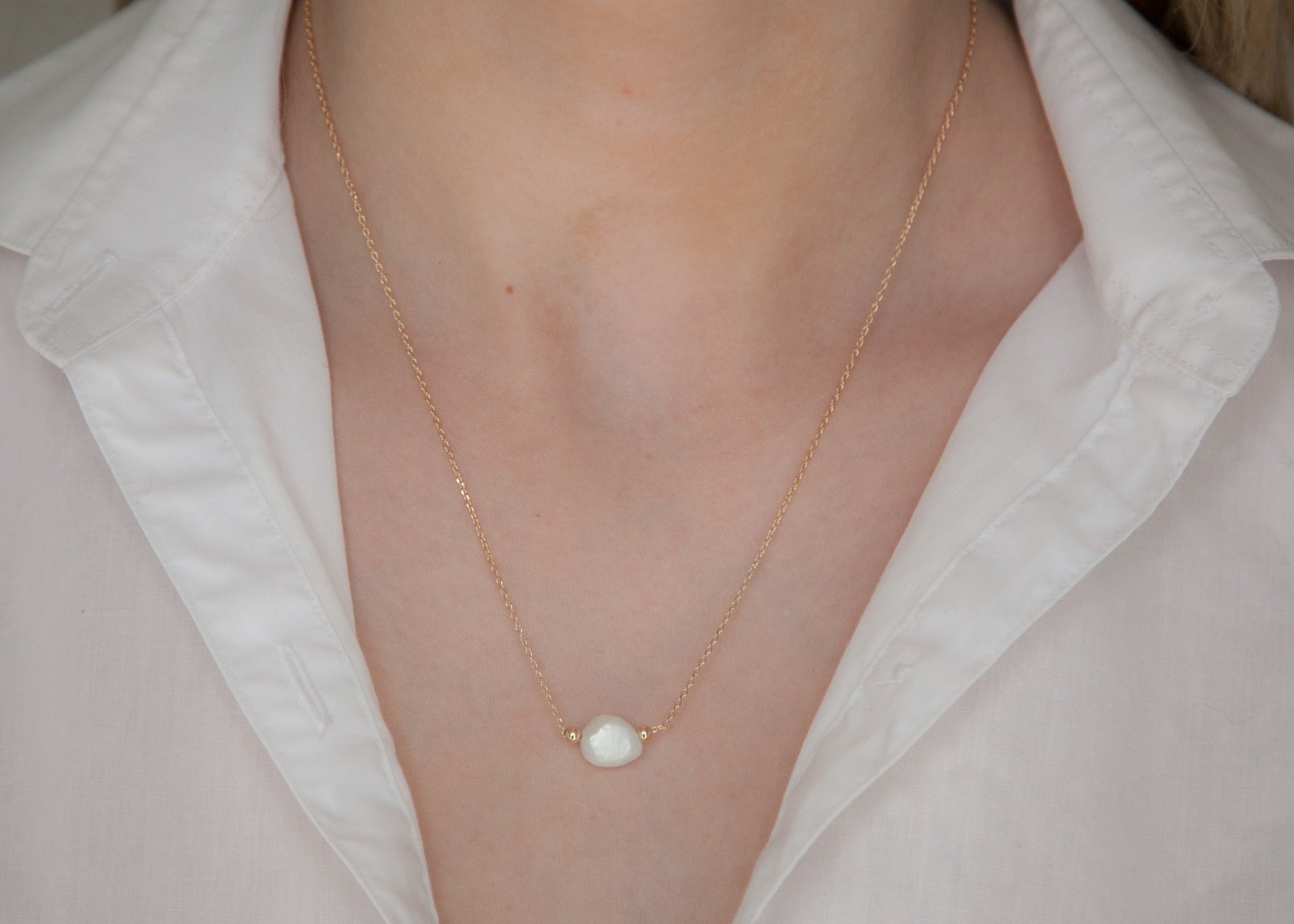 Kette mit Süßwasser-Zuchtperle, Vergoldet – Eleganz und Natürliche Schönheit | Shop Nory