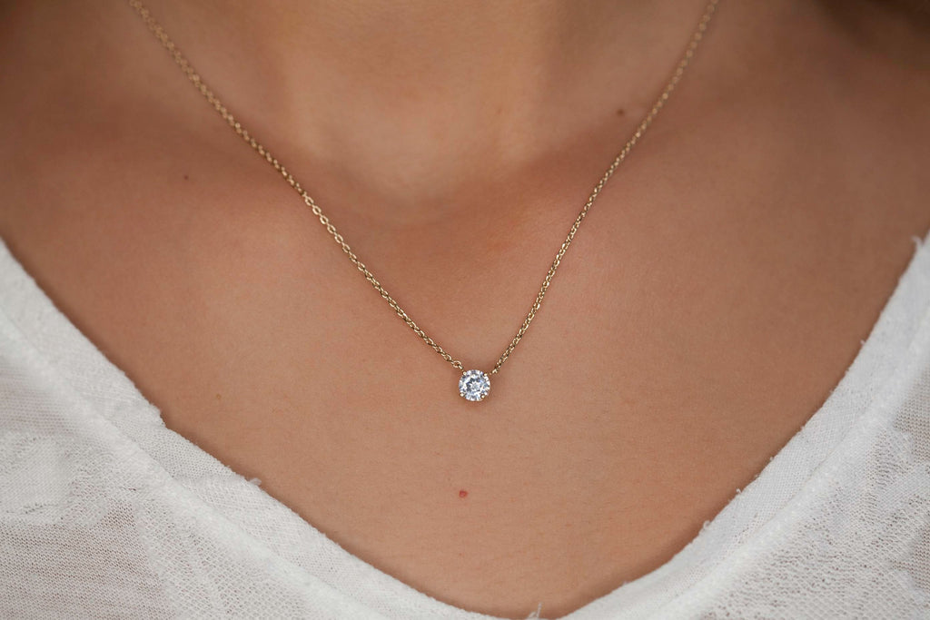 Kette mit Zirkonia Anhänger Vergoldet, Solitär-Kette für Damen | Shop Nory