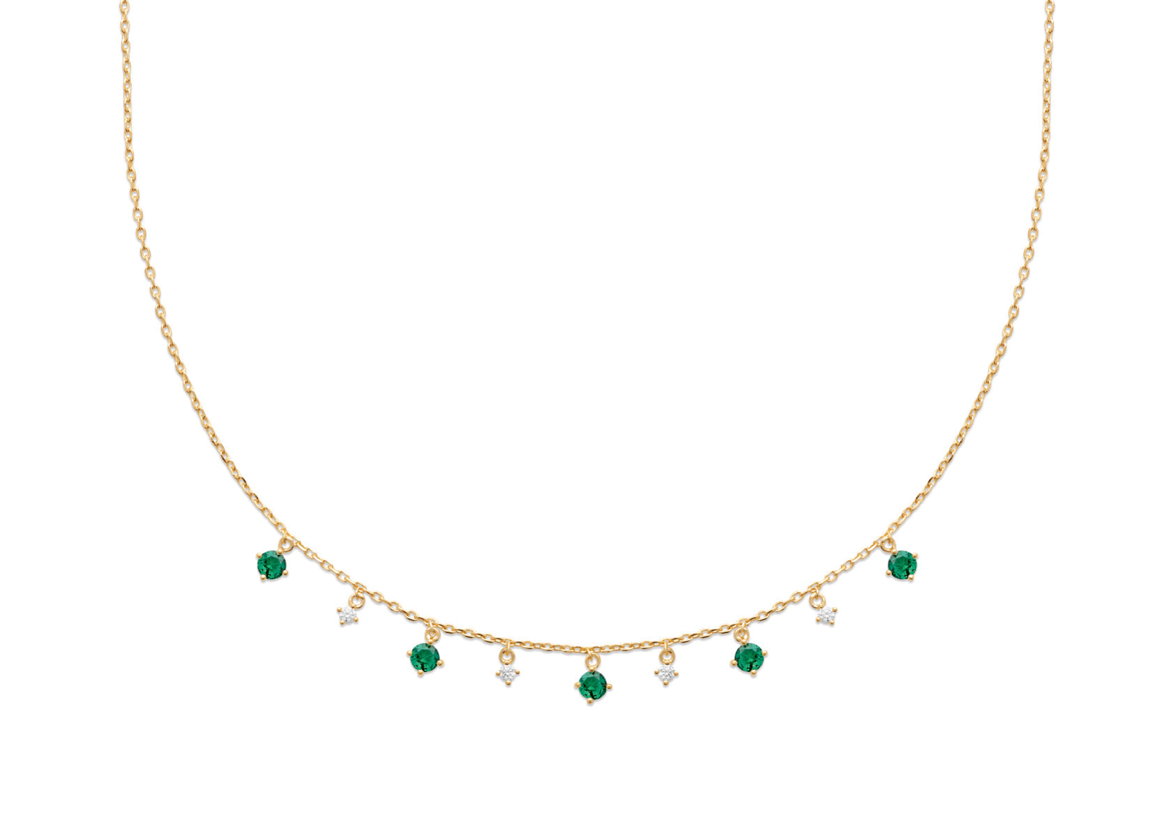 Kette Mit 9 Zirkonia-Steinchen - 18K vergoldet | Shop Nory