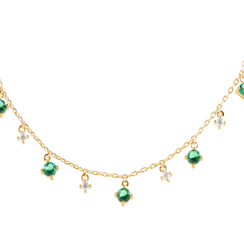 Kette Mit 9 Zirkonia-Steinchen - 18K vergoldet | Shop Nory