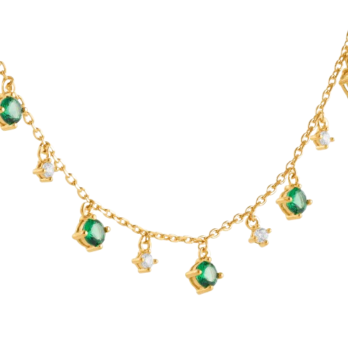 Kette Mit 9 Zirkonia-Steinchen - 18K vergoldet | Shop Nory