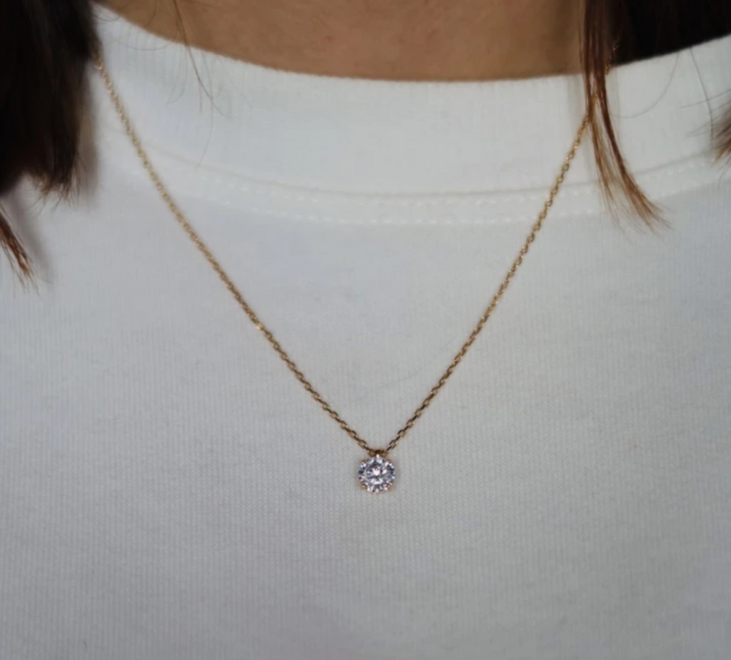 Kette mit Zirkonia Anhänger Vergoldet, Solitär-Kette für Damen | Shop Nory