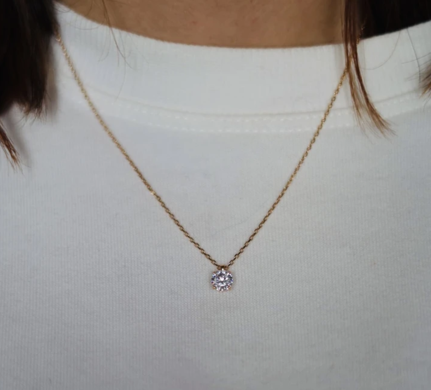 Kette mit Zirkonia Anhänger Vergoldet, Solitär-Kette für Damen | Shop Nory