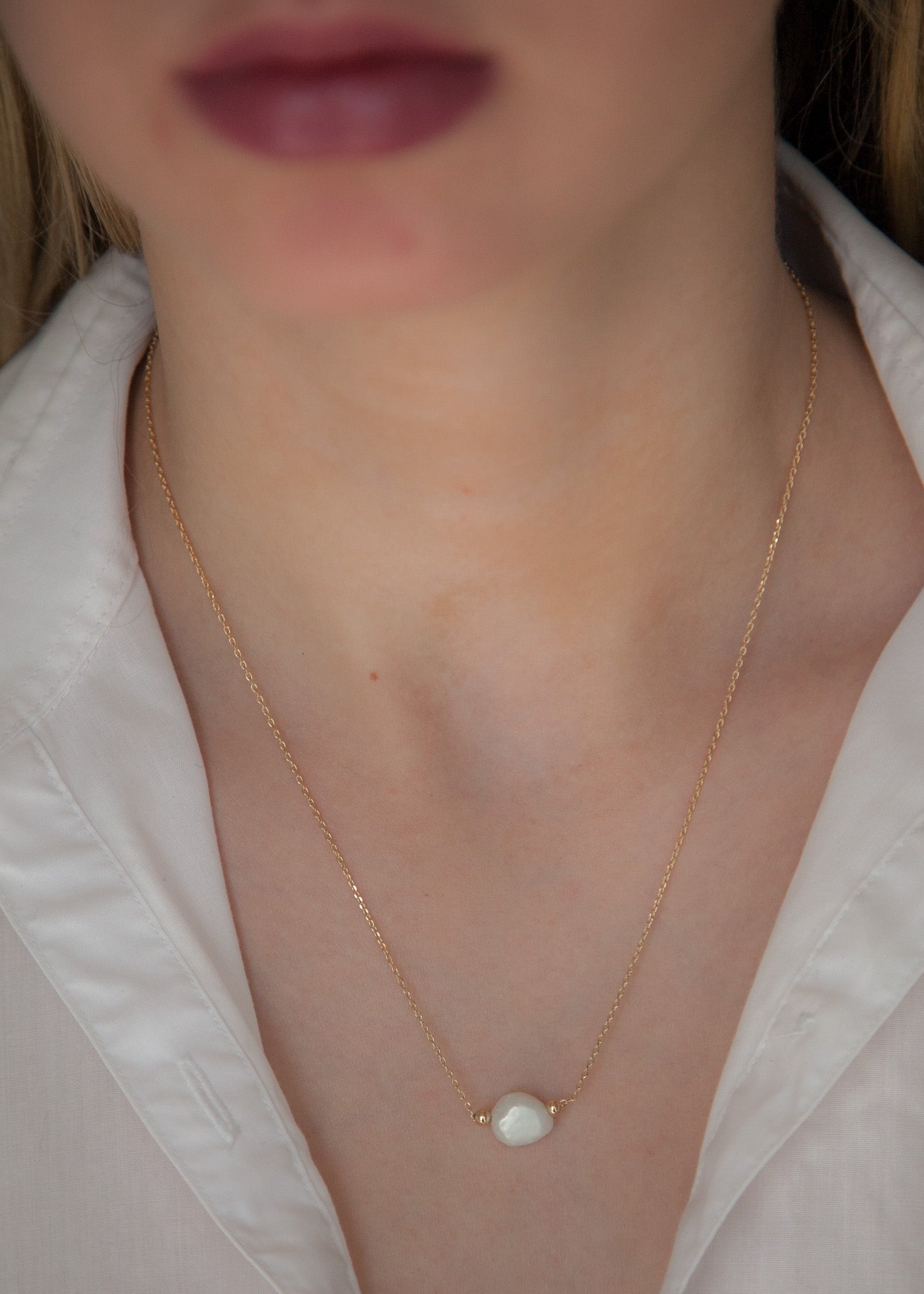 Kette mit Süßwasser-Zuchtperle, Vergoldet – Eleganz und Natürliche Schönheit | Shop Nory