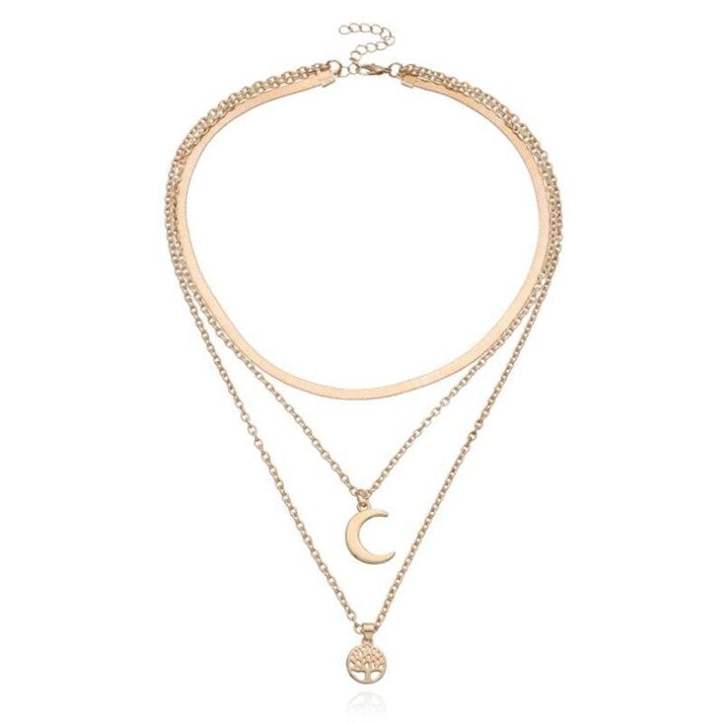 Lebensbaum & Halbmond-Mehrlagen-Kette – Selestina | Shop Nory