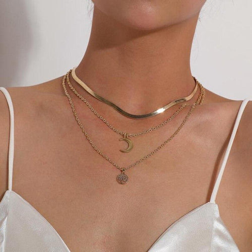 Lebensbaum & Halbmond-Mehrlagen-Kette – Selestina | Shop Nory