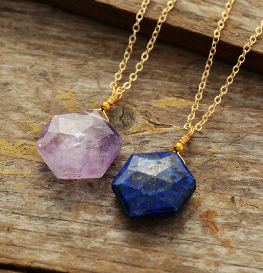 Lapis-Lazuli-Hexagon-Halskette | Shop Nory
