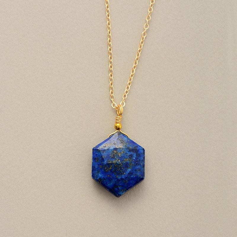 Lapis-Lazuli-Hexagon-Halskette | Shop Nory