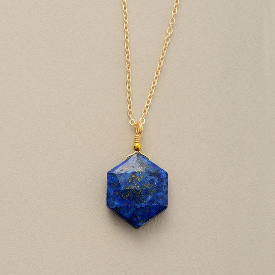 Lapis-Lazuli-Hexagon-Halskette | Shop Nory