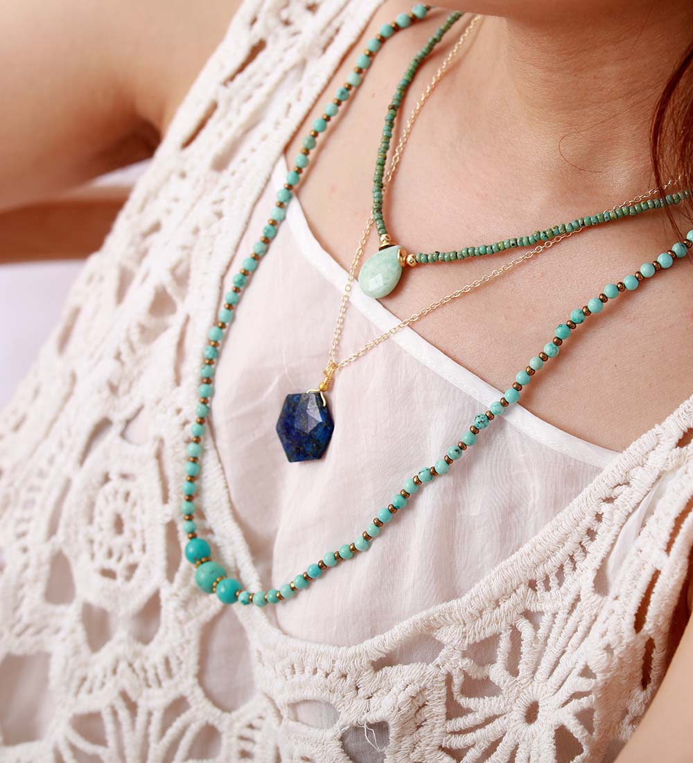 Lapis-Lazuli-Hexagon-Halskette | Shop Nory
