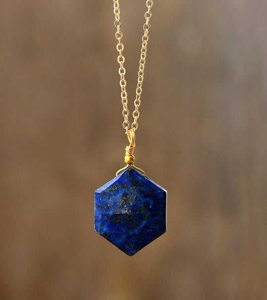 Lapis-Lazuli-Hexagon-Halskette | Shop Nory