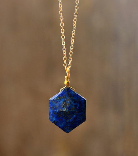 Lapis-Lazuli-Hexagon-Halskette | Shop Nory
