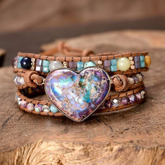 Heilender Jaspis-Herz-Wickelarmband – Amaris | Shop Nory