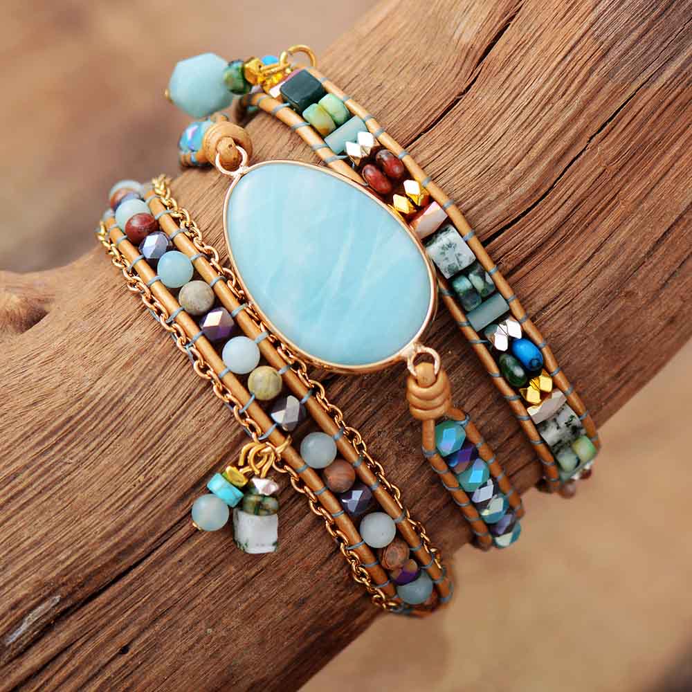 Amazonit Meeresblau-Wickelarmband – Marina | Shop Nory
