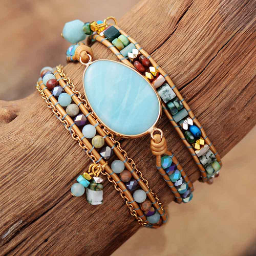 Amazonit Meeresblau-Wickelarmband – Marina | Shop Nory