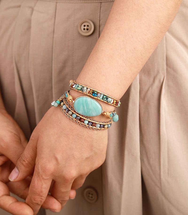 Amazonit Meeresblau-Wickelarmband – Marina | Shop Nory