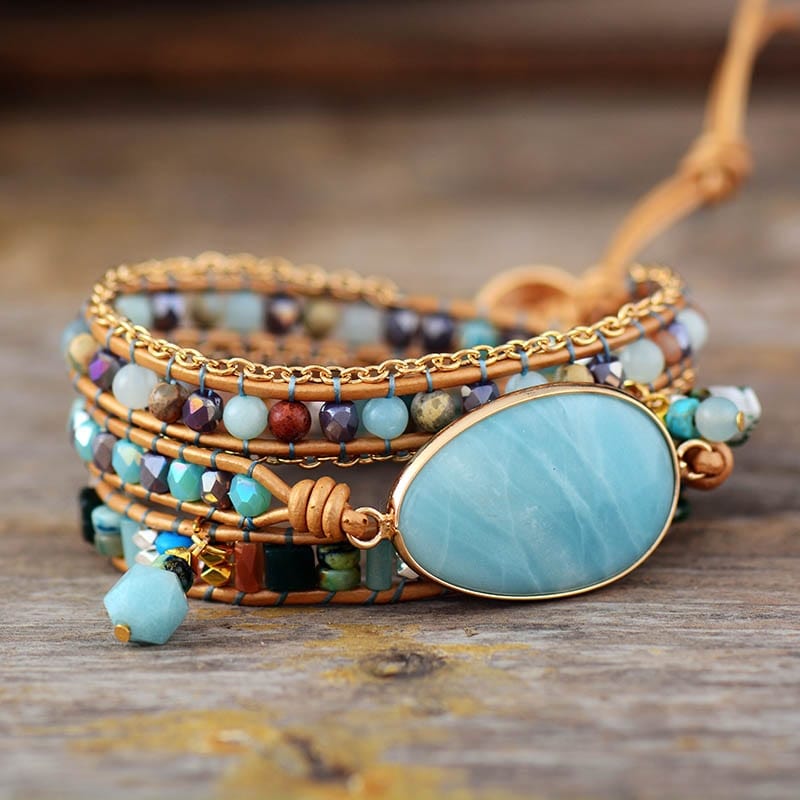 Amazonit Meeresblau-Wickelarmband – Marina | Shop Nory