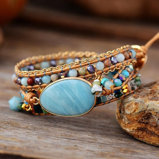 Amazonit Meeresblau-Wickelarmband – Marina | Shop Nory