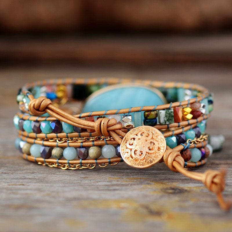Amazonit Meeresblau-Wickelarmband – Marina | Shop Nory