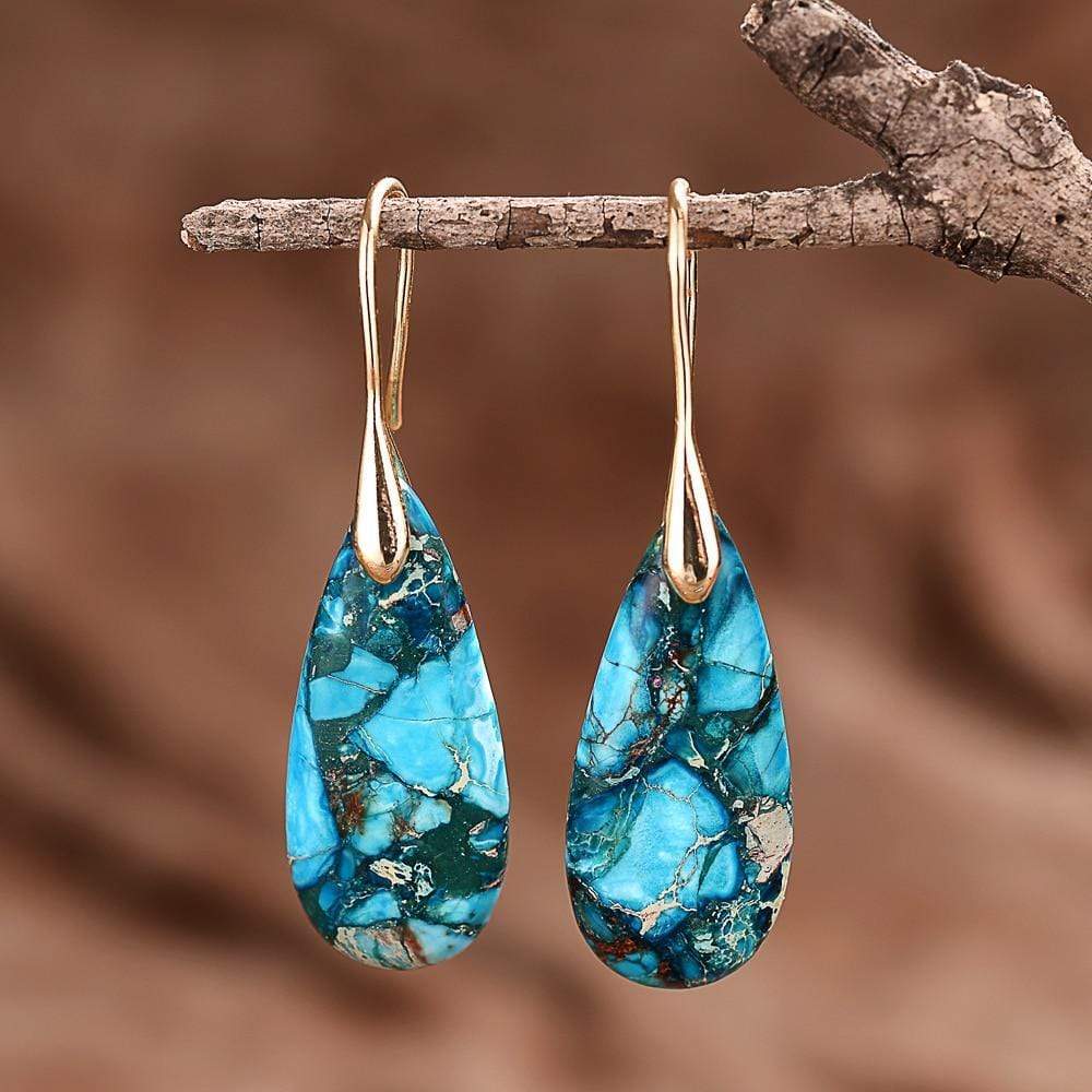 Blaue Jaspis-Tropfenohrringe – Meliora | Shop Nory