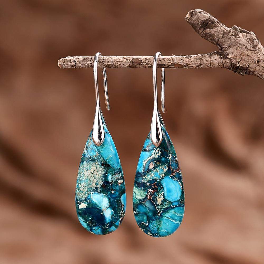 Blaue Jaspis-Tropfenohrringe – Meliora | Shop Nory