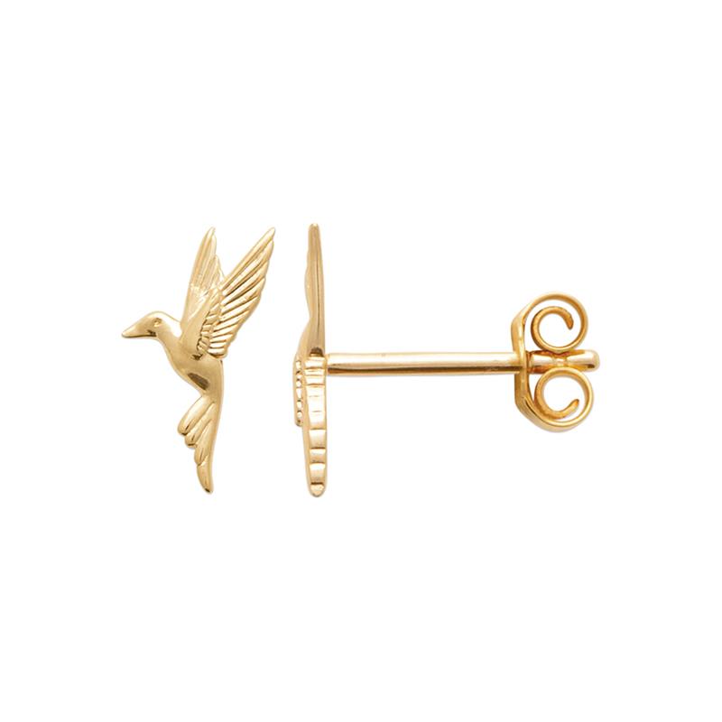 Eleganten Kolibri Ohrstecker vergoldet - Vogel Ohrringe für Damen | Shop Nory