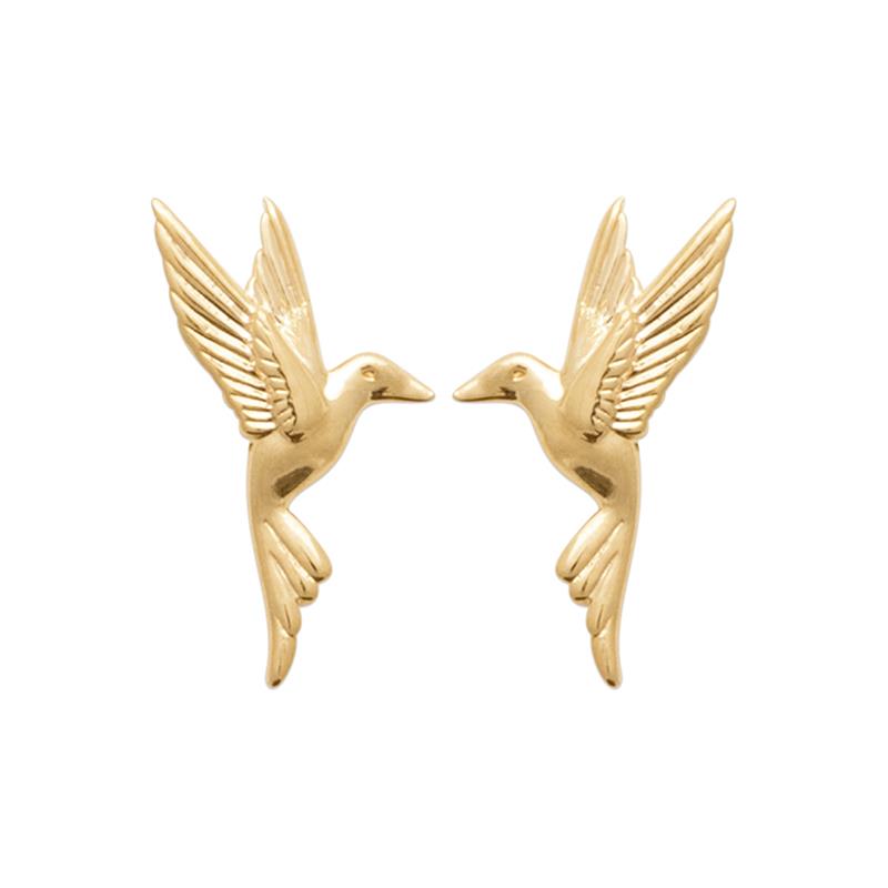Eleganten Kolibri Ohrstecker vergoldet - Vogel Ohrringe für Damen | Shop Nory