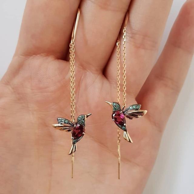 Schattige Kolibri Emaille Ohrringe mit Zirkonia - Amalia | Shop Nory