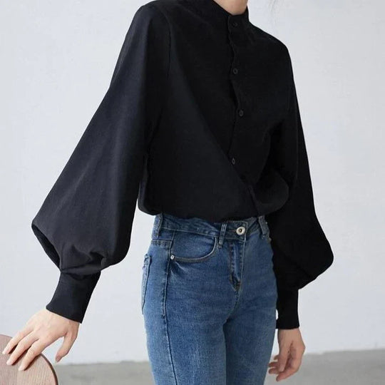 Klassische Rollkragenbluse mit Ballonärmeln