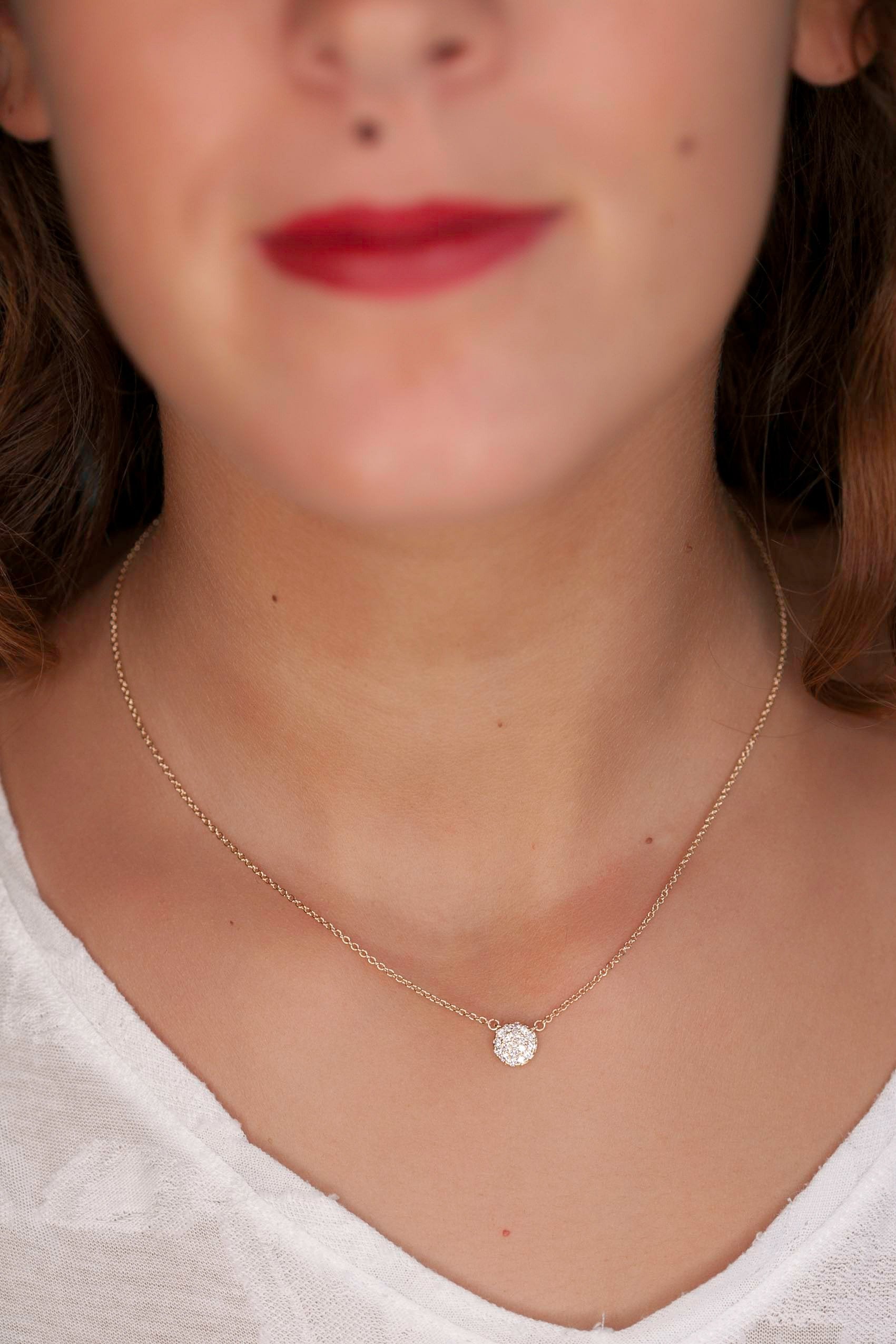 Kreiskette Plättchen mit Zirkonia - 16K vergoldet | Shop Nory